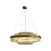 IQ3423 FIXEDO MODERN TIERED CRYSTAL LED CHANDELIER IN BRASS PENDANT LIGHT