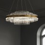 IQ3423 FIXEDO MODERN TIERED CRYSTAL LED CHANDELIER IN BRASS PENDANT LIGHT