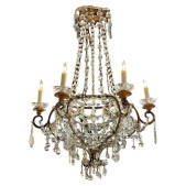 IQ4560 ITALIAN CRYSTAL AND GLASS BASKET FORM CHANDELIER