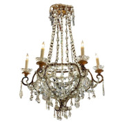 IQ4560 ITALIAN CRYSTAL AND GLASS BASKET FORM CHANDELIER