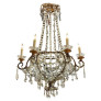 IQ4560 ITALIAN CRYSTAL AND GLASS BASKET FORM CHANDELIER