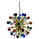 IQ4633 SPECTACULAR MURANO MULTICOLORED GLASS SPUTNIK CHANDELIER