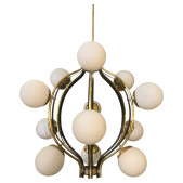 IQ4686 MODERN BRASS AND WHITE GLASS 12 LIGHTS CHANDELIER
