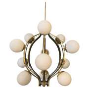 IQ4686 MODERN BRASS AND WHITE GLASS 12 LIGHTS CHANDELIER