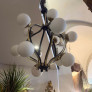 IQ4686 MODERN BRASS AND WHITE GLASS 12 LIGHTS CHANDELIER