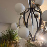 IQ4686 MODERN BRASS AND WHITE GLASS 12 LIGHTS CHANDELIER