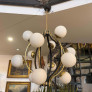 IQ4686 MODERN BRASS AND WHITE GLASS 12 LIGHTS CHANDELIER