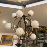 IQ4686 MODERN BRASS AND WHITE GLASS 12 LIGHTS CHANDELIER