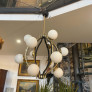IQ4686 MODERN BRASS AND WHITE GLASS 12 LIGHTS CHANDELIER