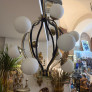 IQ4686 MODERN BRASS AND WHITE GLASS 12 LIGHTS CHANDELIER