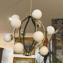 IQ4686 MODERN BRASS AND WHITE GLASS 12 LIGHTS CHANDELIER