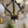 IQ4686 MODERN BRASS AND WHITE GLASS 12 LIGHTS CHANDELIER