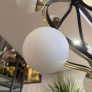 IQ4686 MODERN BRASS AND WHITE GLASS 12 LIGHTS CHANDELIER