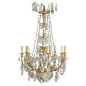 IQ4687 ANTIQUE FRENCH ORMOLU & CUT ROCK CRYSTAL CHANDELIER