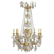 IQ4687 ANTIQUE FRENCH ORMOLU & CUT ROCK CRYSTAL CHANDELIER