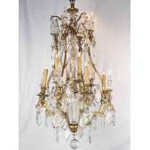IQ4691 LARGE ANTIQUE CRYSTAL CHANDELIER