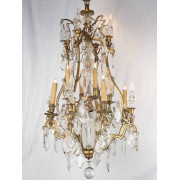 IQ4691 LARGE ANTIQUE CRYSTAL CHANDELIER