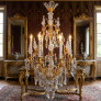 IQ4693 CRYSTAL ORMOLU THIRTEEN-LIGHT AND SPIRES CHANDELIER