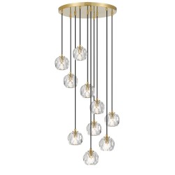 IQ2879 ANTIQUE GOLD ROUND CLUSTER PENDANT LIGHT