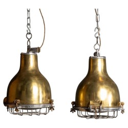 IQ2881 DANISH PAIR OF BRASS CARGO SHIP LIGHTS