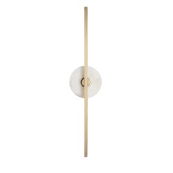 IQ3474 ESSENTIAL STICK WALL SCONCE IN SATIN BRASS AND WHITE MARBLE