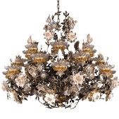 IQ3493 299 21+7-LIGHT FLORAL SILVERY CHANDELIER