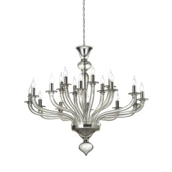 IQ3499 GRAY 18-LIGHT MURANO GLASS CHANDELIER