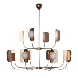 IQ3504 COPPER FINISH IRON LEAF CHANDELIER LED LIGHTS MATTEO ZORZENONI