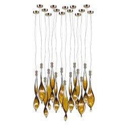 IQ3526 GLASS FALL 15 LEAVES CHANDELIER