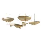 IQ3631 LARGE CONTEMPORARY BRASS SCULPTURAL CHANDELIER, HANDMADE IN SWEDEN