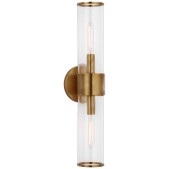 IQ3657 KELLY WEARSTLER LIAISON MEDIUM SCONCE IN ANTIQUE-BURNISHED BRASS WITH CLEAR GLASS