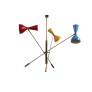 IQ3677 ITALIAN MID CENTURY STYLE ADJUSTABLE THREE-ARMS CHANDELIER WITH BRASS STRUCTURE