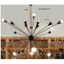 IQ3680 ITALIAN MID CENTURY STYLE BRASS SPUTNIK CHANDELIER, 24 LIGHTS