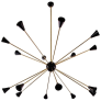 IQ3680 ITALIAN MID CENTURY STYLE BRASS SPUTNIK CHANDELIER, 24 LIGHTS