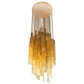 IQ3703 MID-CENTURY MODERN RECTILINEAR HAND BLOWN SMOKED AMBER GLASS MOSAIC BY MAZZEGA