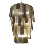 IQ3705 OVERSIZED MULTI-LAYERED MURANO SCAVO GLASS CHANDELIER