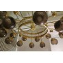 IQ3706 MID-CENTURY MURANO GLASS & BRASS CHANDELIER, 1950S