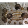 IQ3706 MID-CENTURY MURANO GLASS & BRASS CHANDELIER, 1950S