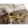 IQ3706 MID-CENTURY MURANO GLASS & BRASS CHANDELIER, 1950S