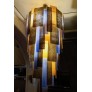 IQ3707 MID-CENTURY ROUND ART GLASS COLORED CHANDELIER, 1950S