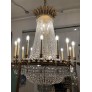 IQ3709 1920S CRYSTAL BRONZE EMPIRE CHANDELIER NYC PALACE HOTEL LOBBY