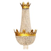 IQ3712 VERY FINE GILT BRONZE & CRYSTAL "BASKET" CHANDELIER BY BACCARAT