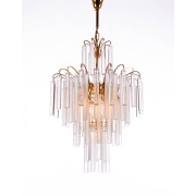 IQ3714 1960 GERMANY PALWA CHANDELIER CRYSTAL RODS & GILT BRASS BY CHRISTOPH PALME