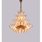 IQ3715 1960 GERMANY PALWA HOLLYWOOD REGENCY CRYSTAL & GILT BRASS CHANDELIER