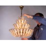 IQ3715 1960 GERMANY PALWA HOLLYWOOD REGENCY CRYSTAL & GILT BRASS CHANDELIER