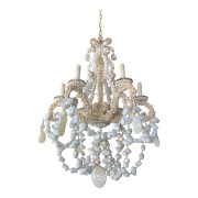 IQ3745 VINTAGE PALM BEACH SHELL SEASHELL 6 LIGHT CHANDELIER