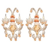 IQ3746 PAIR OF CUSTOM SHELL TWO-LIGHT ELECTRIFIED SCONCES