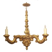 IQ3750 19TH CENTURY FRENCH, GILTWOOD 3 LIGHT CHANDELIER