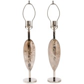 IQ3794 PAIR OF SMOKY ROCK CRYSTAL MODERN LAMPS