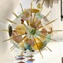 IQ3855 ITALIAN CONTEMPORARY BRASS & PASTEL MURANO GLASS SPUTNIK ROUND SPHERE CHANDELIER